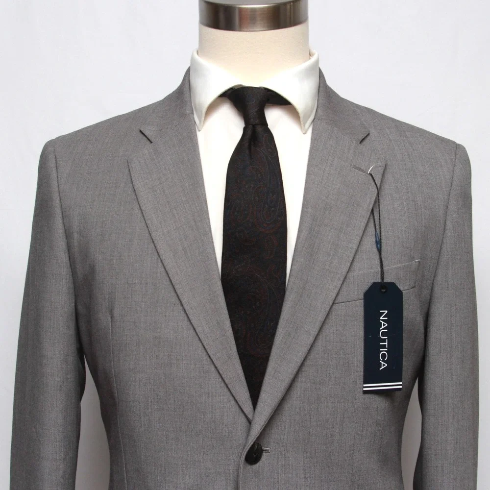 Nautica Men's Modern-Fit Bi-Stretch Suit Blazer‎ Jacket Size 38S Grey E071127